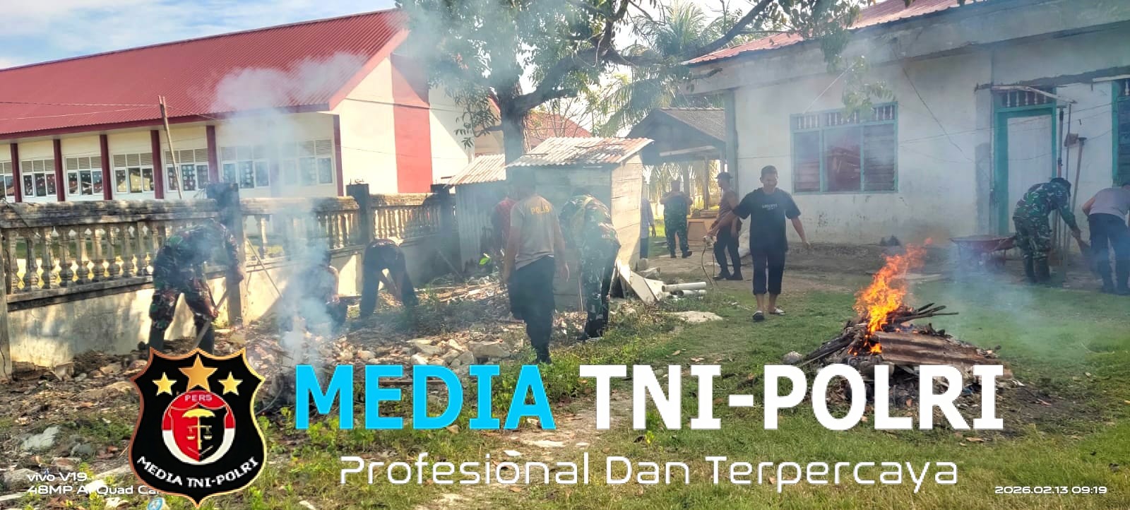 Sambut Ramadhan dengan Lingkungan Asri, Danposramil Lapang dan Muspika Gelar Aksi Bersih Mesjid