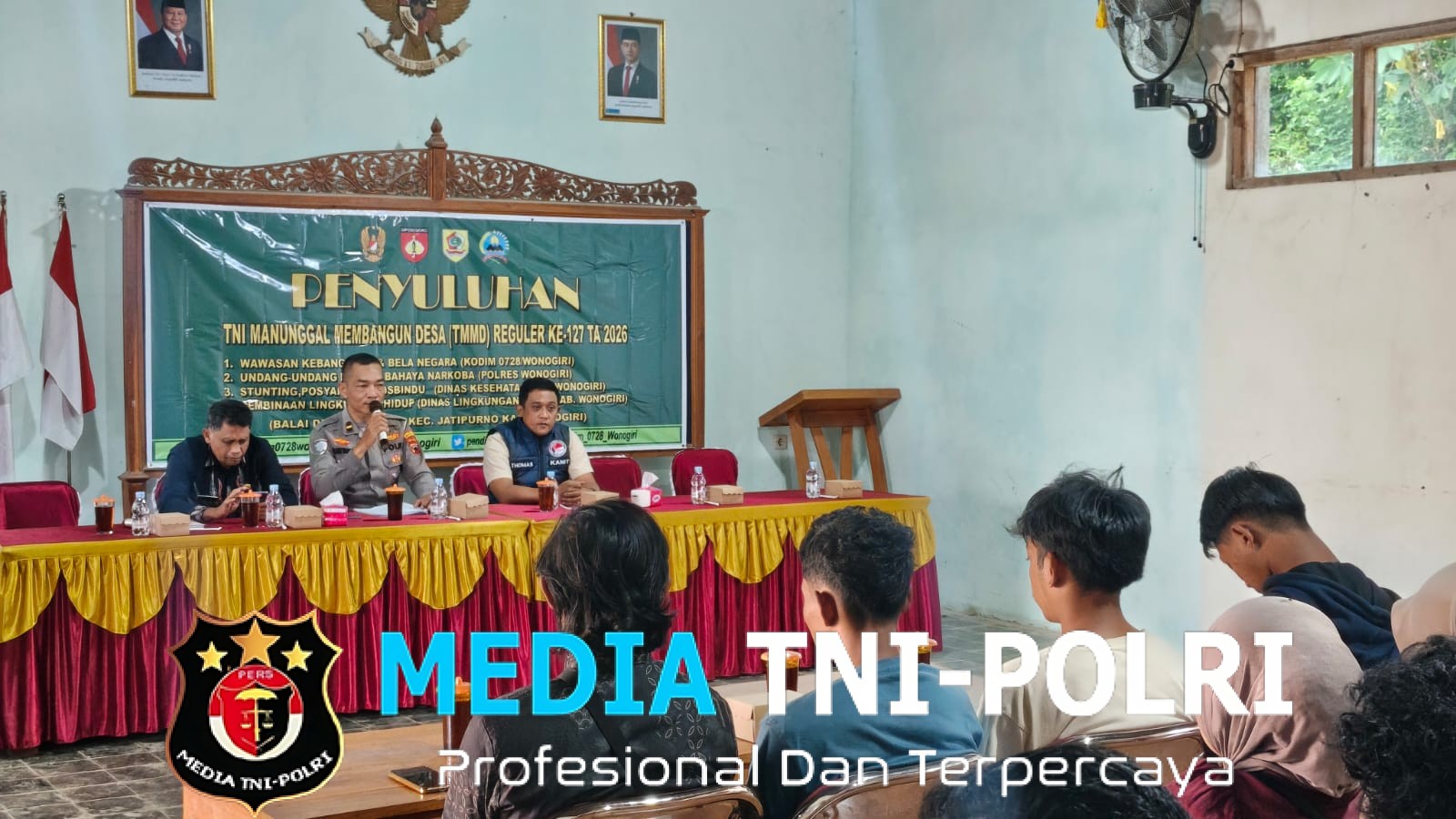 Warga Desa Kembang Dibekali Rasa Cinta Tanah Air dan Hidup Sehat Tanpa Narkoba dalam Penyuluhan TMMD Reguler ke 127 Kodim/0728 Wonogiri