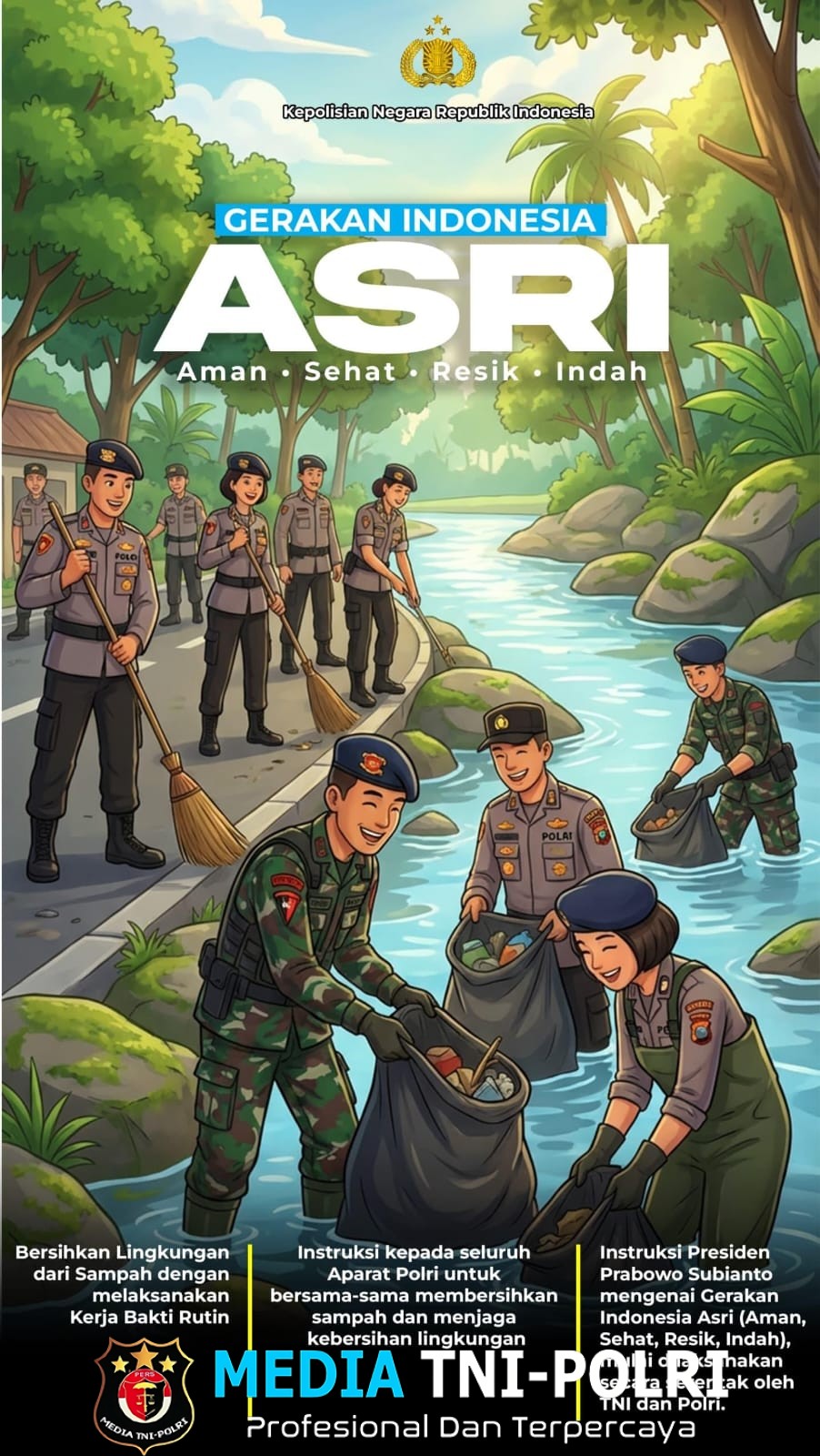 Dukung Gerakan Polri ASRI, Polda Kalbar Terapkan Satu Jam Bersih dan Green Policing