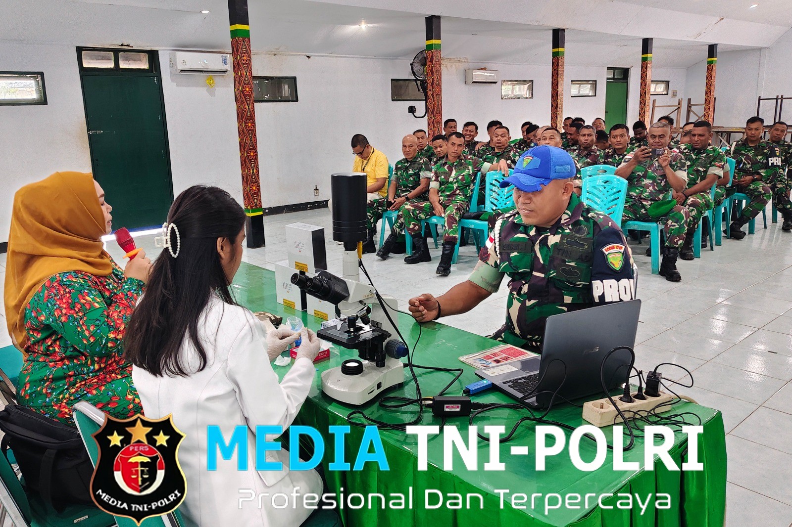 Anggota Kodim 1707/Merauke Ikuti Sosialisasi Kesehatan dan Cek Darah Gratis