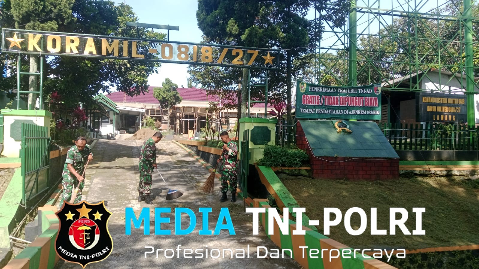 Koramil 0818/27 Lawang Gelar Kerja Bakti, Wujudkan Lingkungan Makoramil Bersih dan Nyaman
