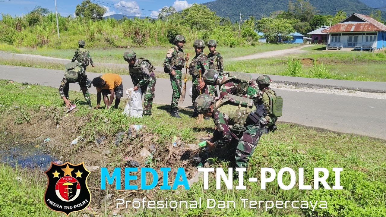 Bersih Itu Indah, Satgas Yonif 521/DY Bersama Warga Wujudkan Lingkungan Sehat dan Asri di Distrik Kobakma