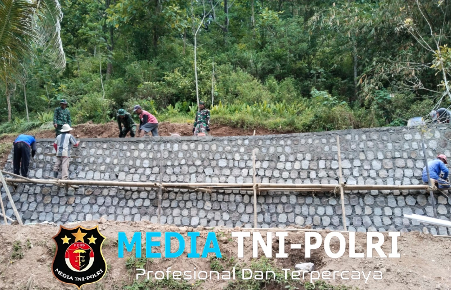 Talud Penahan Longsor Sepanjang 10 Meter Hasil TMMD 127 Kodim Wonogiri Rampung 100%