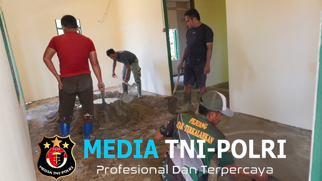 Satgas TMMD Reg-127 Kini Fokus Finishing Plester Lantai Rumah Bapak Sumardi