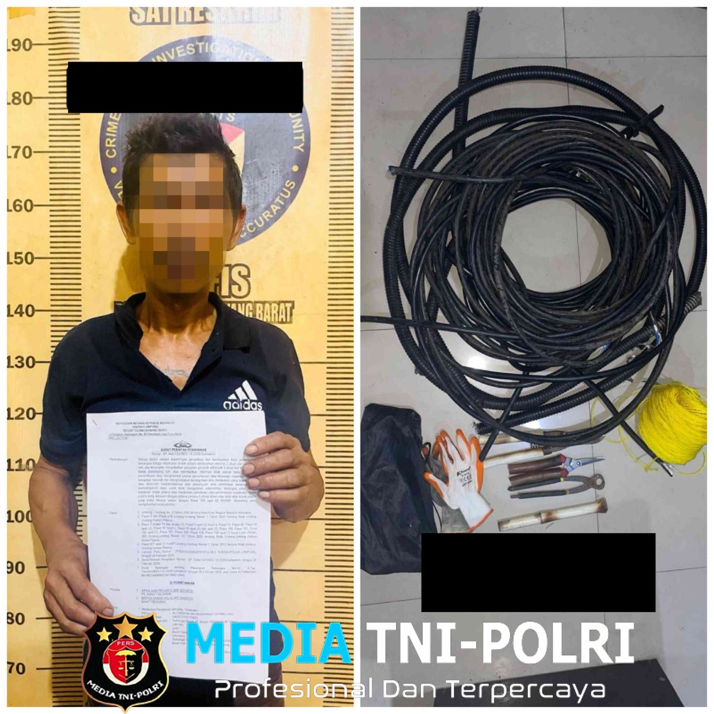 Aksi Cepat Tekab 308 Polres Tulang Bawang Barat Pelaku Pencurian Tower di Kelurahan Daya Murni Berhasil Ditangkap