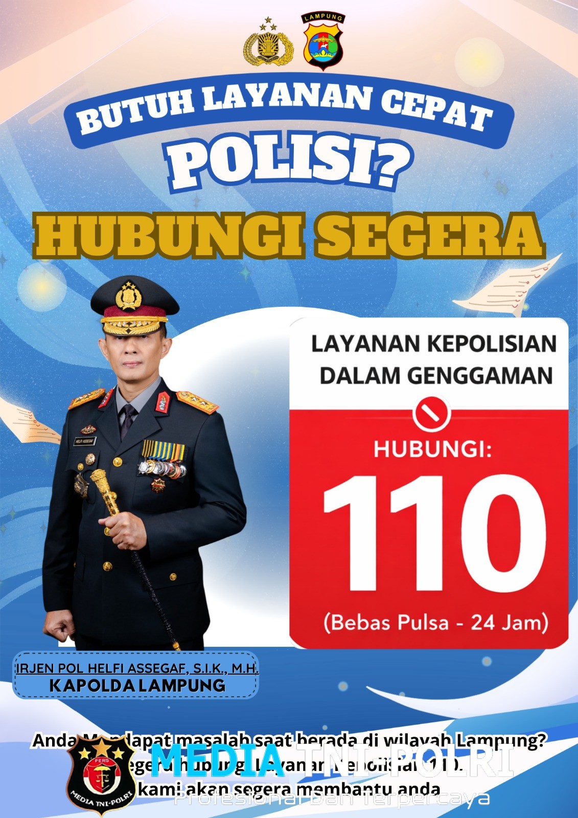 Ramadhan-Lebaran 2026, Polda Lampung Ingatkan Warga Manfaatkan Layanan Hotline Polisi 110