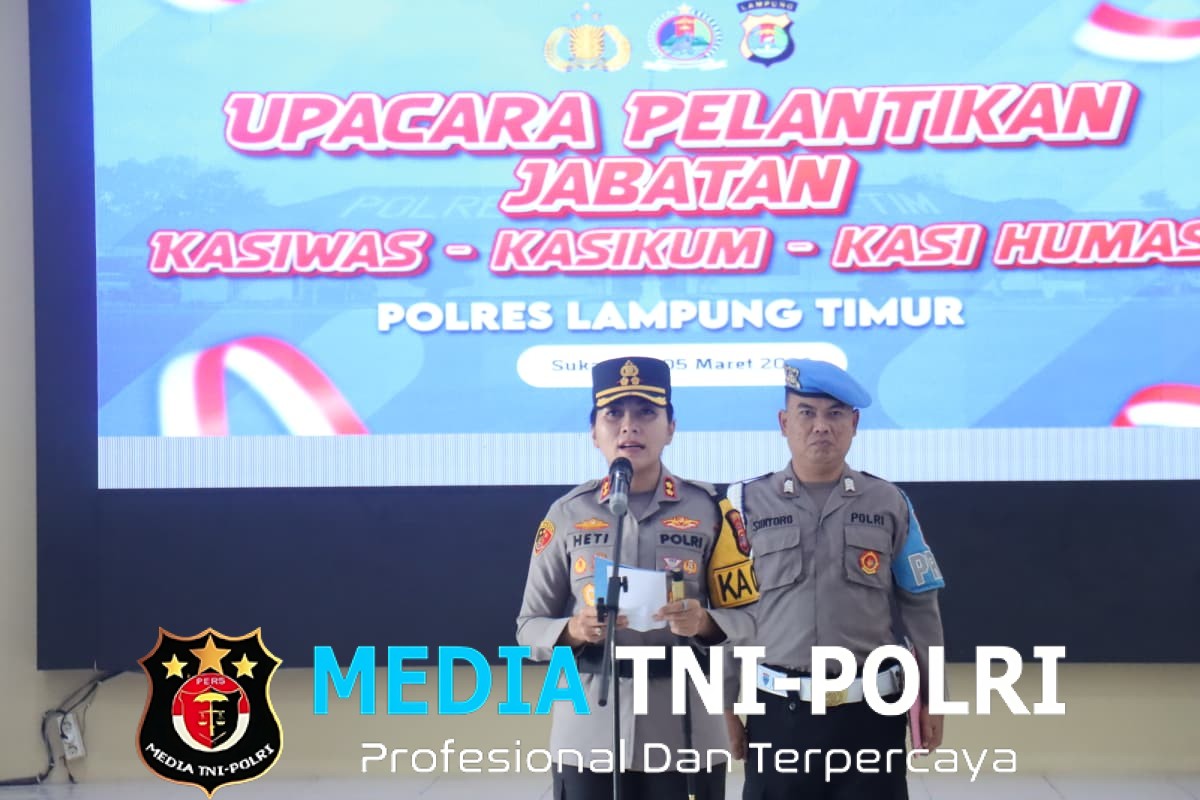 Kapolres Lampung Timur Pimpin Upacara Pelantikan Kasiwas, Kasikum dan Kasi Humas