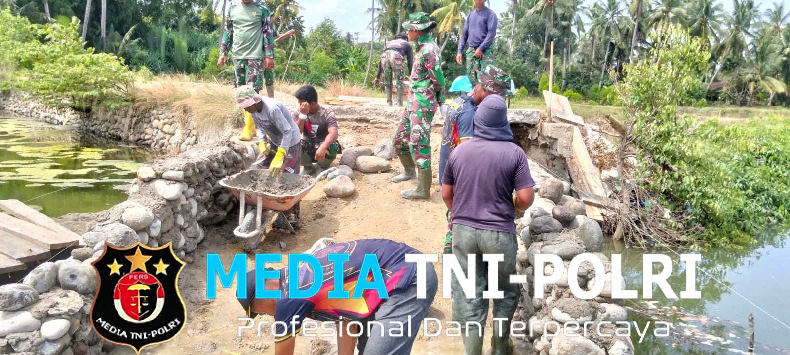 Sinergi Kodim 0103/Aceh Utara Bangun Jembatan Aramco di Dewantara