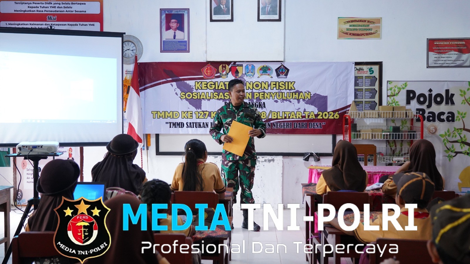 Tanamkan Jiwa Nasionalisme Sejak Dini, Satgas TMMD Ke 127 Berikan Materi Wasbang Di SDN Krisik 04