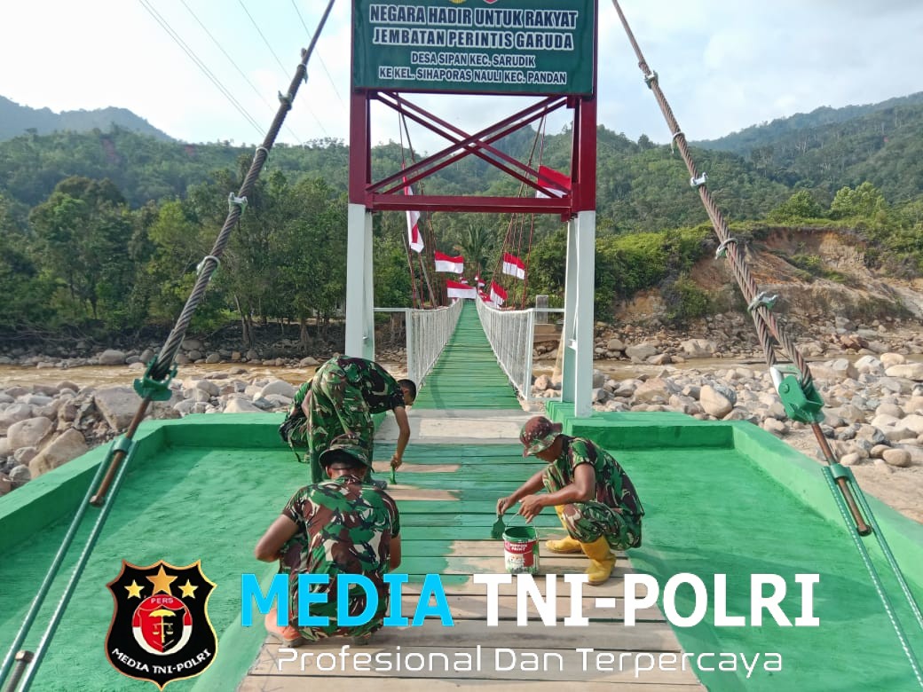 Satgas Gulbencal Kodam I/BB Rampungkan Jembatan Gantung Perintis Garuda di Desa Sipan