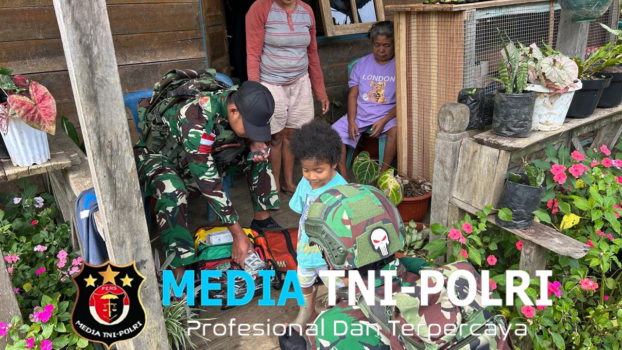 Pos Okpol Satgas Swasembada Yonif 751/VJS Anjangsana ke Kampung Polsam Berikan Pengobatan Gratis untuk Warga