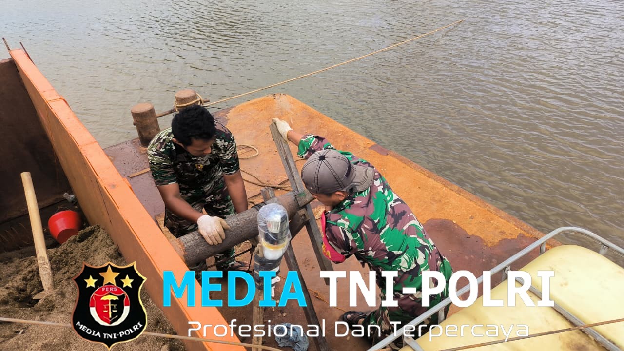 Satgas Jembatan Gantung Kuala Duabelas Pasang Tiang Pylon, Langkah Penting Wujudkan Akses Penghubung Desa