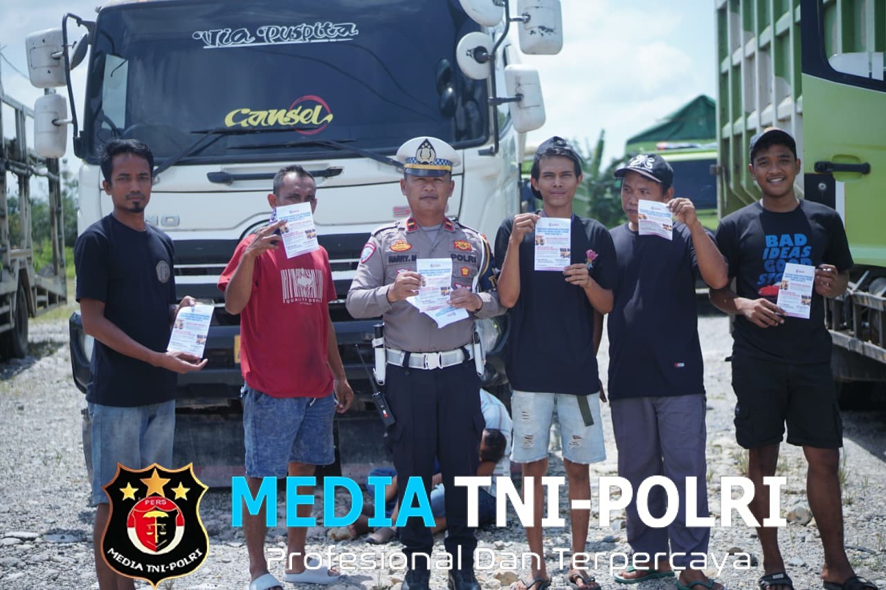 Jelang Hari Raya Idul Fitri, Polres Lampung Tengah Bersama Dishub Imbau Kendaraan Sumbu Tiga Patuhi Jam Operasional