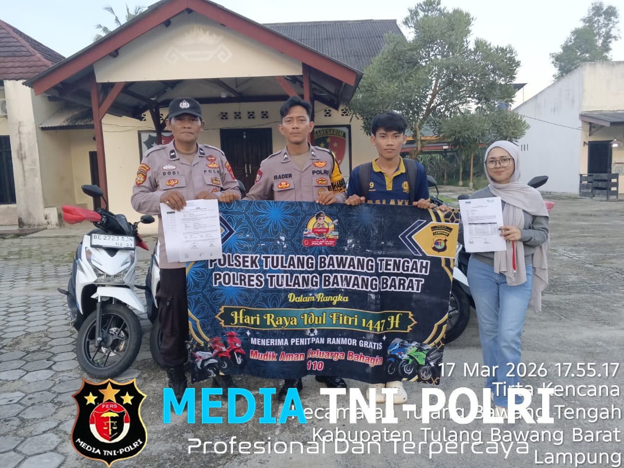 Polsek Tulang Bawang Tengah Terima Titipan Belasan Sepeda Motor dari Pemudik