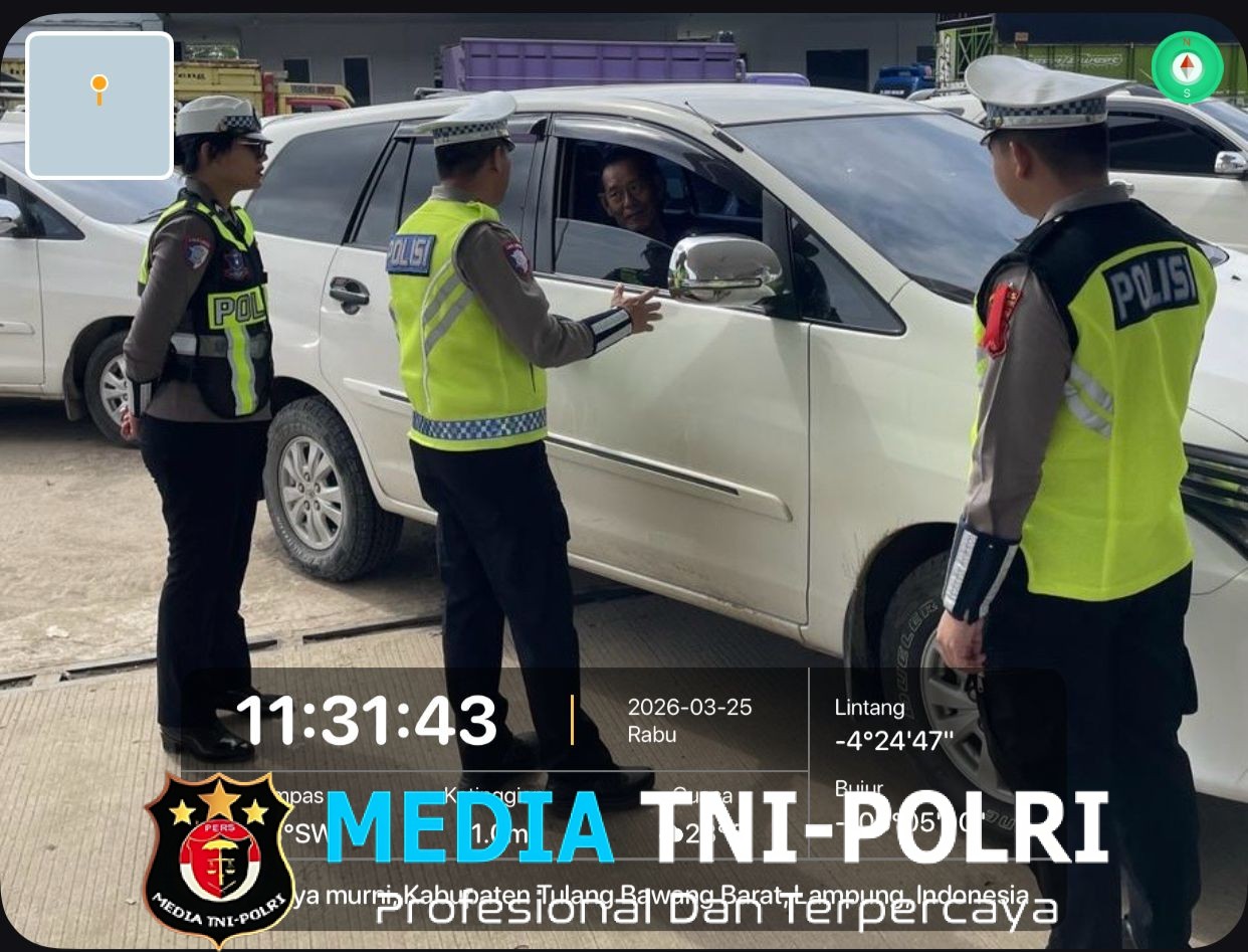 Satlantas Polres Tulang Bawang Barat Lakukan Rekayasa Lalu Lintas Jalan Simpang Pu Murni Jaya dan Gerbang Exit Tol Lambu Kibang