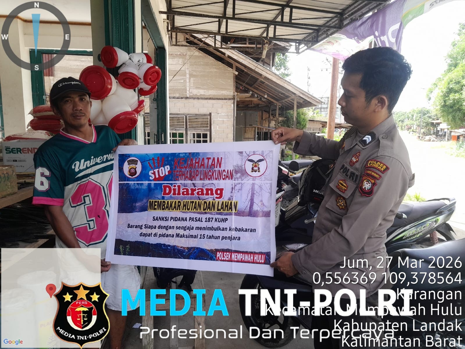 Cuaca Ekstrem Panas, Personel Polsek Mempawah Hulu Ajak Masyarakat Tidak Melakukan Pembakaran Hutan dan Lahan