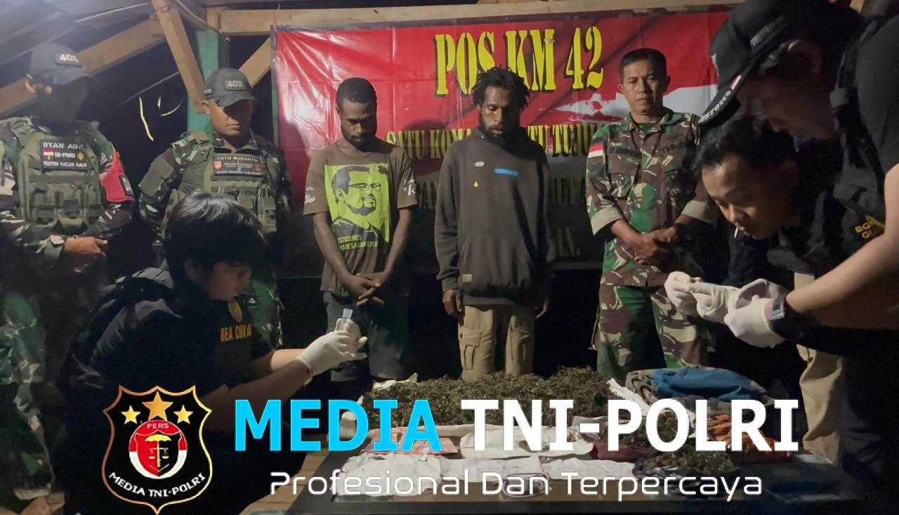 Satgas Yonif 403/WP Gagalkan Penyelundupan 2 Kg Ganja di Perbatasan RI–PNG