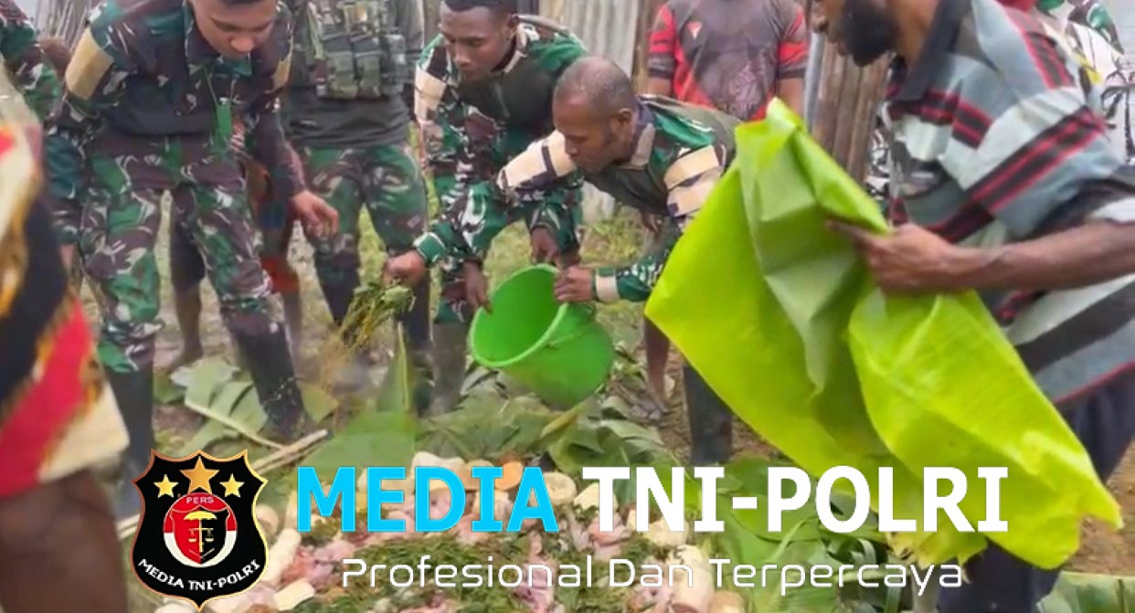 Pos Mimin Satgas Swasembada Yonif 751/VJS Gelar Bakar Batu Bersama Masyarakat Distrik Oksop
