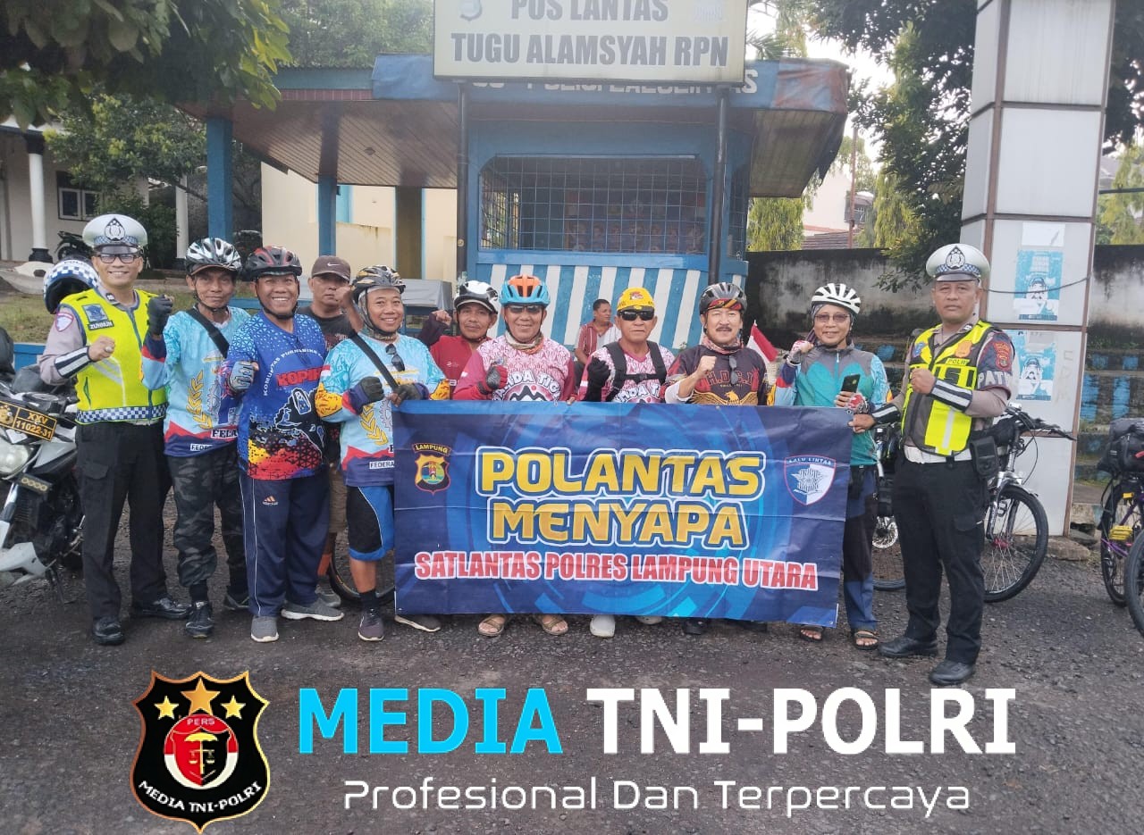 Satlantas Polres Lampung Utara Gelar Polisi Menyapa, Edukasi Keselamatan kepada Komunitas Sepeda Onthel