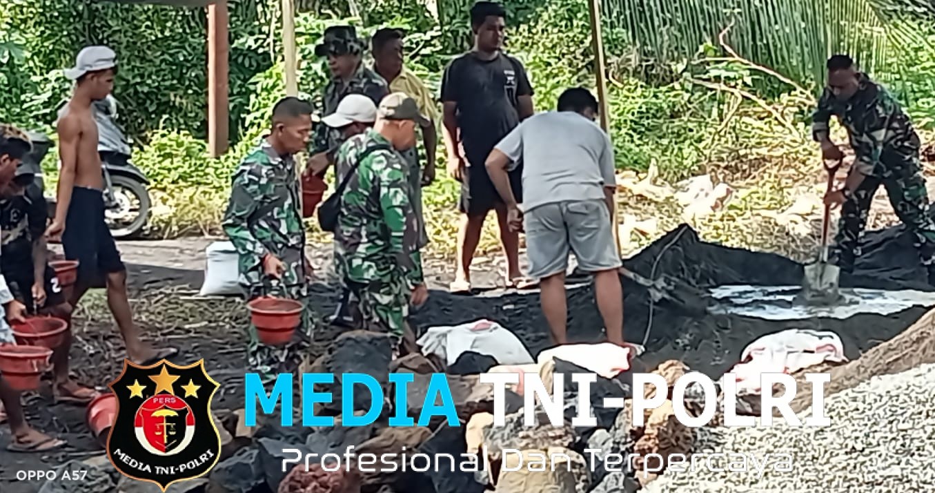 Sinergi TNI, Masyarakat, dan Pekerja, Gotong Royong Bangun Jembatan Beton Atasi Kesulitan Warga Girian Indah