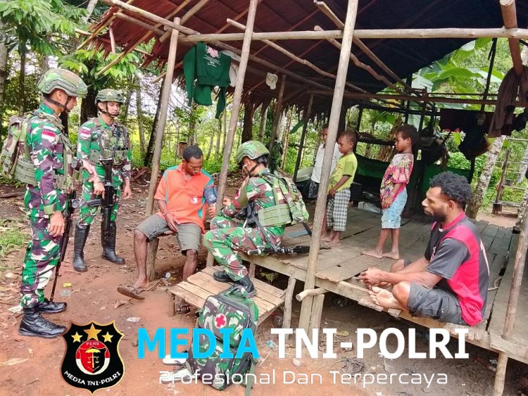 Satgas Yonif 123/Rajawali Laksanakan Patroli Keamanan dan Pelayanan Kesehatan di Kampung Yagatsu, Kabupaten Mappi