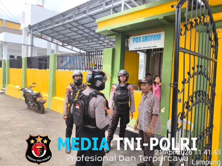 Patroli Sat Samapta Polres Lampung Utara Imbau Satpam Tingkatkan Kewaspadaan