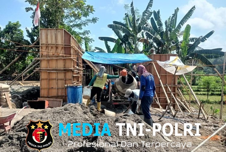Semangat Gotong Royong Menggema, Pengecoran Tiang Angkur Jembatan Gantung Garuda di Bolo Kian Dikebut