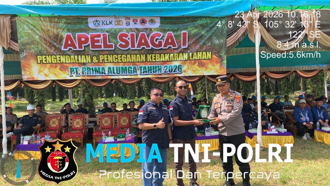 APEL SIAGA I Polres Mesuji Bersama Stakeholder dan PT. Prima Alumga Gelar Kesiapsiagaan Pencegahan Kebakaran Lahan