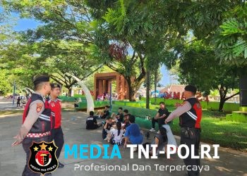 Patroli Presisi Sat Samapta Polres Lampung Utara Berikan Himbauan Kamtibmas di Islamic Center