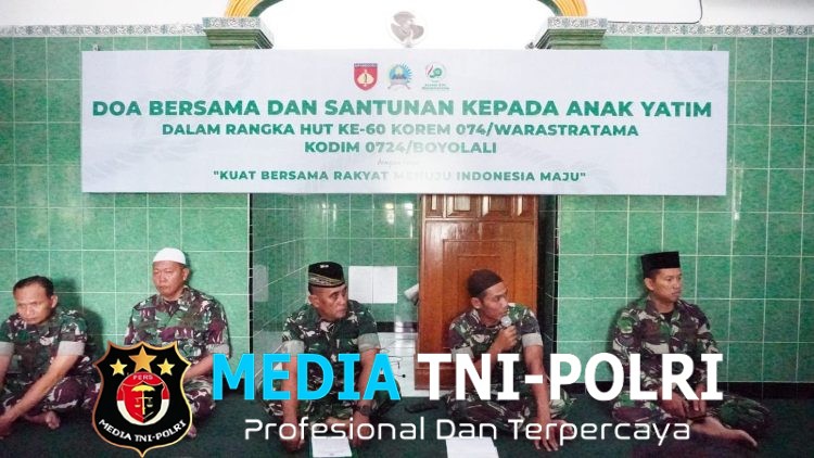 Hangatnya Doa dan Kepedulian Kodim Boyolali Rayakan HUT Korem 074/Wrt Ke 60 dengan Santunan Anak Yatim