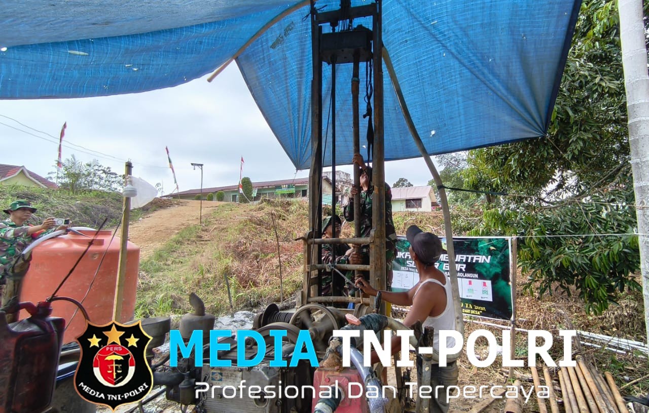 Satgas TMMD ke-128 Kodim 0420/Sarko Bersama Warga Bangun Sumur Bor di Desa Seko Besar