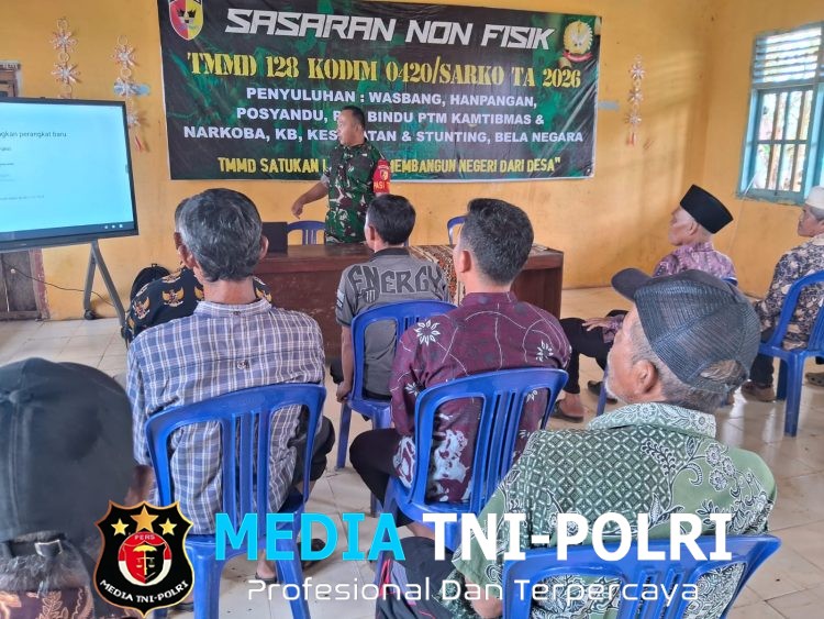 Satgas TMMD Ke-128 Kodim 0420/Sarko Beri Penyuluhan Wawasan Kebangsaan di Desa Seko Besar