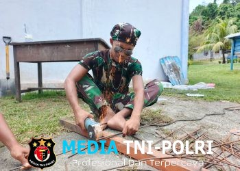 Pondasi Bak Penampungan Air Bersih Mulai Dilaksanakan oleh Satgas TMMD ke -128 Kodim 1801/Manokwari  ‎