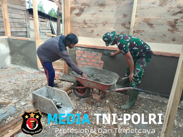 Semangat Gotong Royong, Pembangunan RLH Bapak Lukman Terus Dikebut Satgas TMMD Ke-128