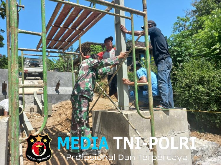 Babinsa dan Warga Bersatu, Baja Penopang Jembatan Perintis Garuda Mulai Berdiri
