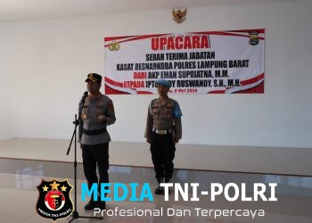 Kapolres Lampung Barat Pimpin Upacara Serah Terima Jabatan Kasat Narkoba
