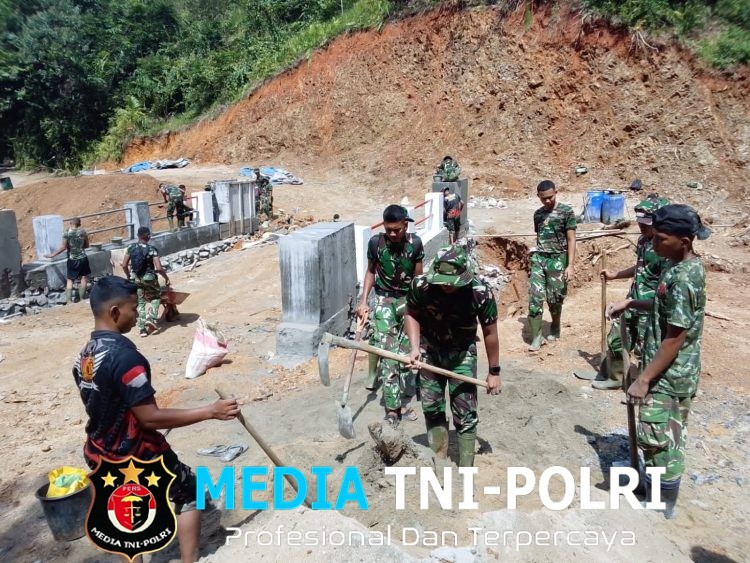 Sinergi Kodim 0211/TT dan Yon TP 908/GD Tuntaskan Pembangunan Jembatan Aramco di Desa Sait Kalangan II