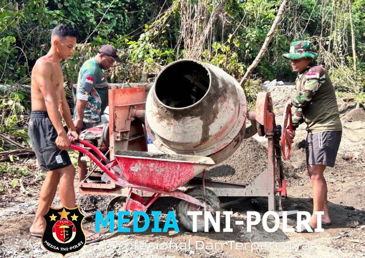 Satgas TMMD Ke-128 Kodim 1801/Manokwari Tetap Laksanakan Pengecoran Jalan di Hari Libur
