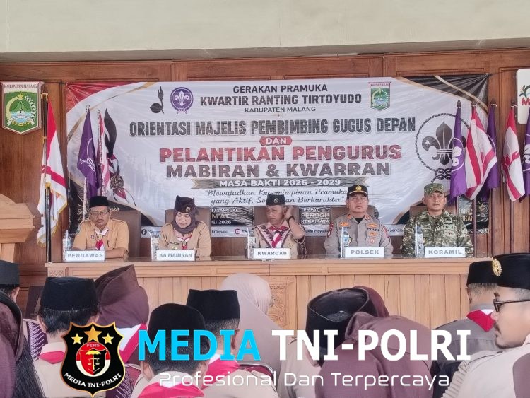 Babinsa Koramil Tirtoyudo Hadiri Orientasi dan Pelantikan Pengurus Pramuka Kecamatan Tirtoyudo Masa Bakti 2026–2029