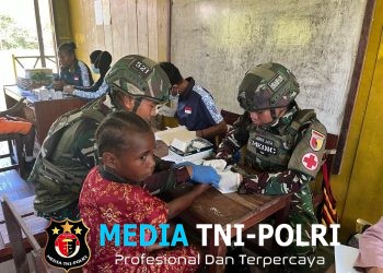 Sinergi TNI Papua Sehat, Satgas Yonif 521/DY Bersama Puskesmas Gelar Pemeriksaan Malaria dan Pengobatan bagi Pelajar di Distrik Airu