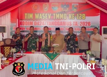 Kasrem 043/Gatam Sambut Tim Wasev Pusterad Tinjau Lokasi TMMD ke-128 Pekon Kalimiring