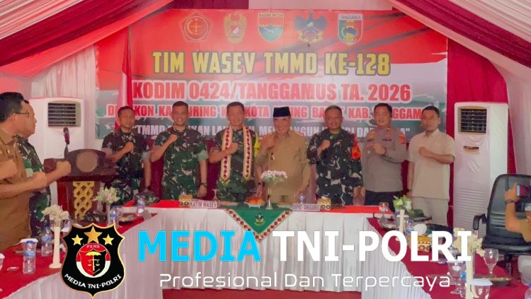 Kasrem 043/Gatam Sambut Tim Wasev Pusterad Tinjau Lokasi TMMD ke-128 Pekon Kalimiring