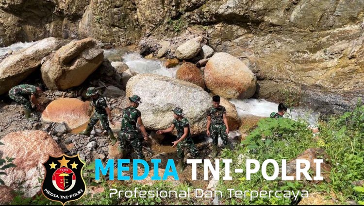 Satgas Karya Bakti TNI Kodam I/BB Mulai Bangun Jembatan Armco di Aek Bagot Taput