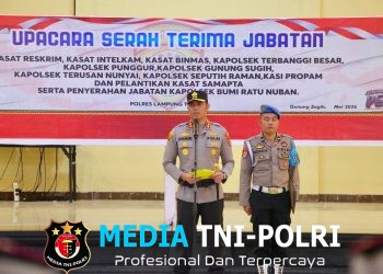 Rotasi Jabatan, Kapolres Lampung Tengah Pimpin Sertijab Sejumlah Pejabat Utama dan Kapolsek Jajaran