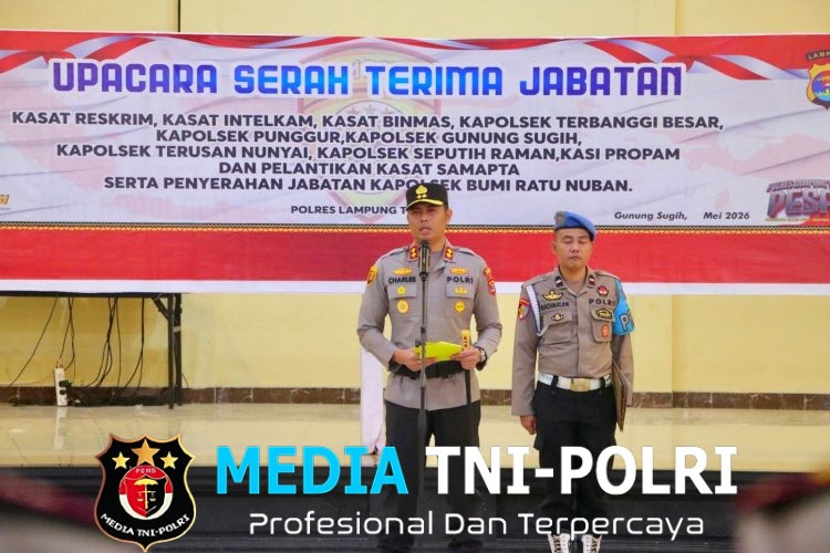 Rotasi Jabatan, Kapolres Lampung Tengah Pimpin Sertijab Sejumlah Pejabat Utama dan Kapolsek Jajaran
