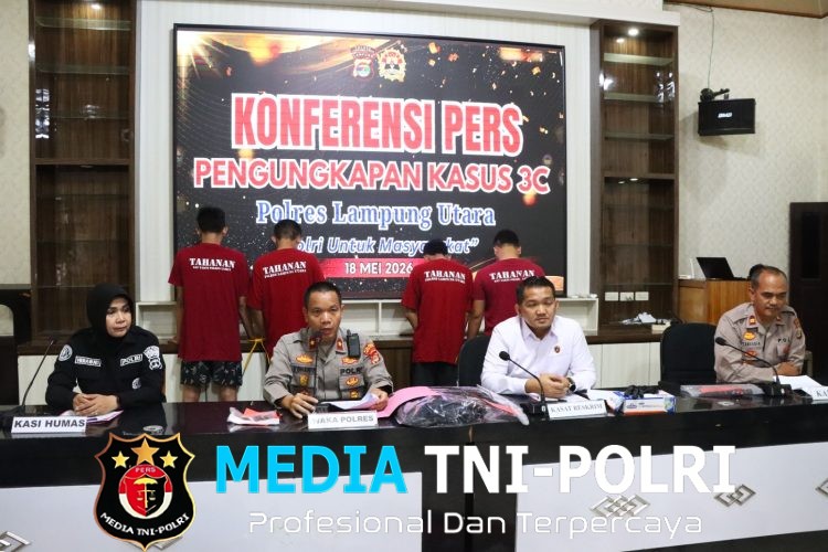 Polres Lampung Utara Gelar Press Release Ungkap Sejumlah Kasus Curanmor dan Sajam