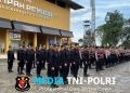 Sat Brimob Polda Lampung Pengamanan Kompetisi Sepak Bola BRI Super League antara Bhayangkara Presisi Lampung FC vs PSBS Biak