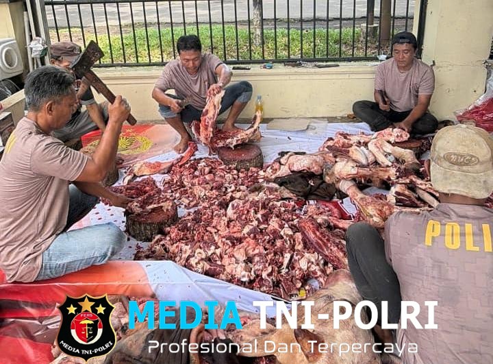 Kapolres Langkat Pimpin Penyembelihan Hewan Qurban, Wujud Kepedulian Polri kepada Masyarakat