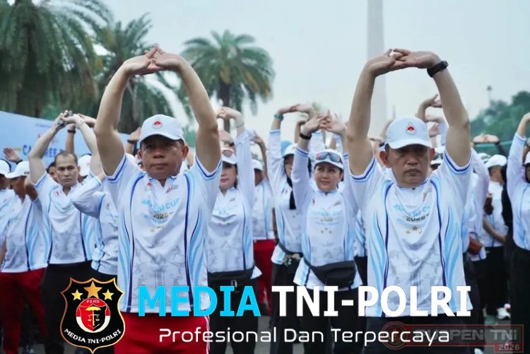 Panglima TNI Hadiri Olahraga Bersama Hari Bhayangkara ke-80, Perkuat Soliditas TNI-Polri