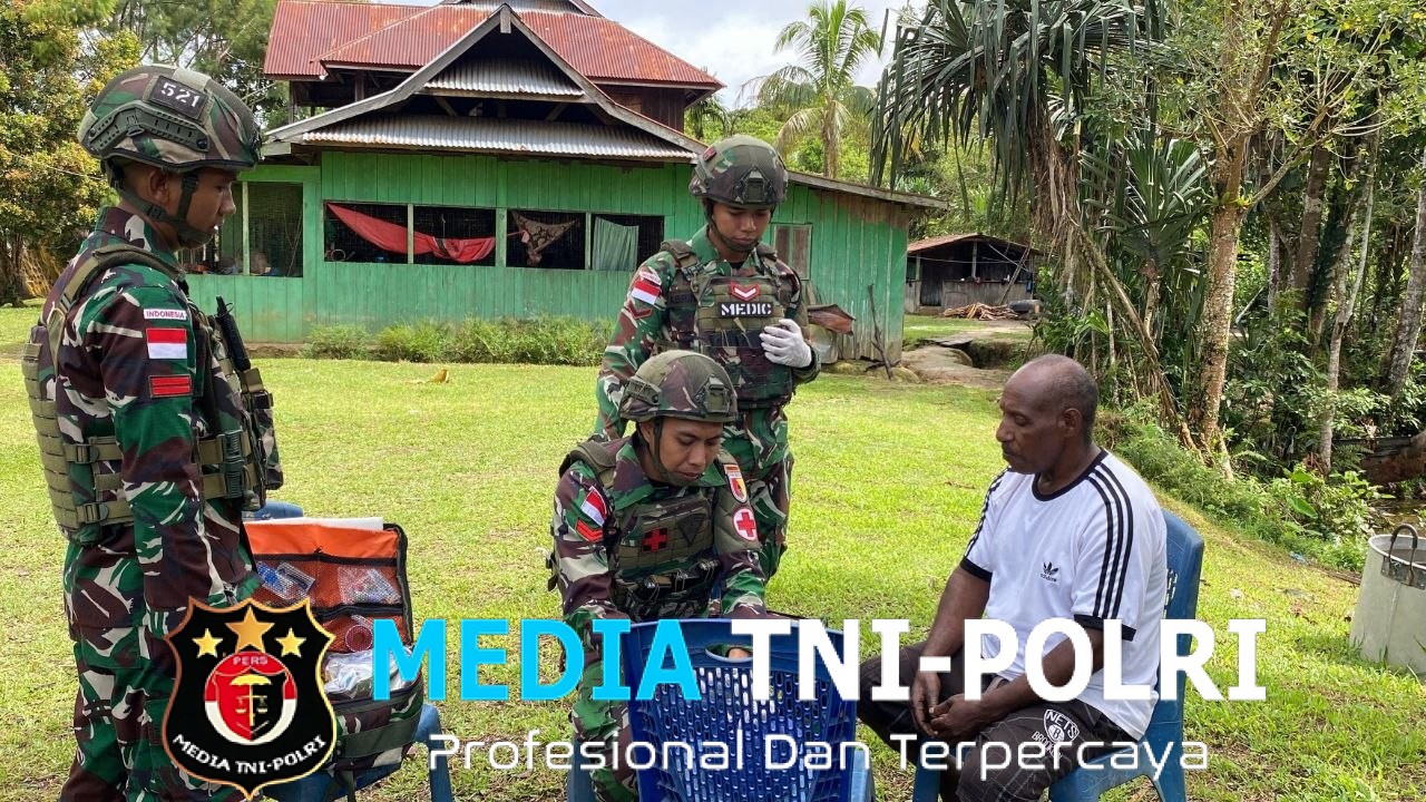 Berbuat Tulus dan Ikhlas, Satgas Yonif 521/DY Gelar Pelayanan Kesehatan Gratis Keliling di Kampung Muaranawa